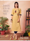 Yellow Colour FG Krisha Vol-8 Function Wear Pure Khadi Cotton Kurti With Hand Work 1020